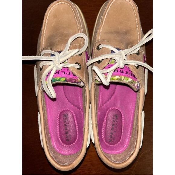Sperry topsider bluefish leather linen rose boat shoes size 6 - Picture 7 of 10